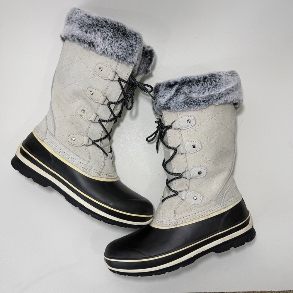 Khombu Emily Winter Snow Boots Gray Black Faux Fur Size 11